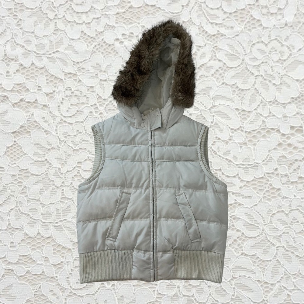 vintage aeropostale puffer vest with fur‎ hood